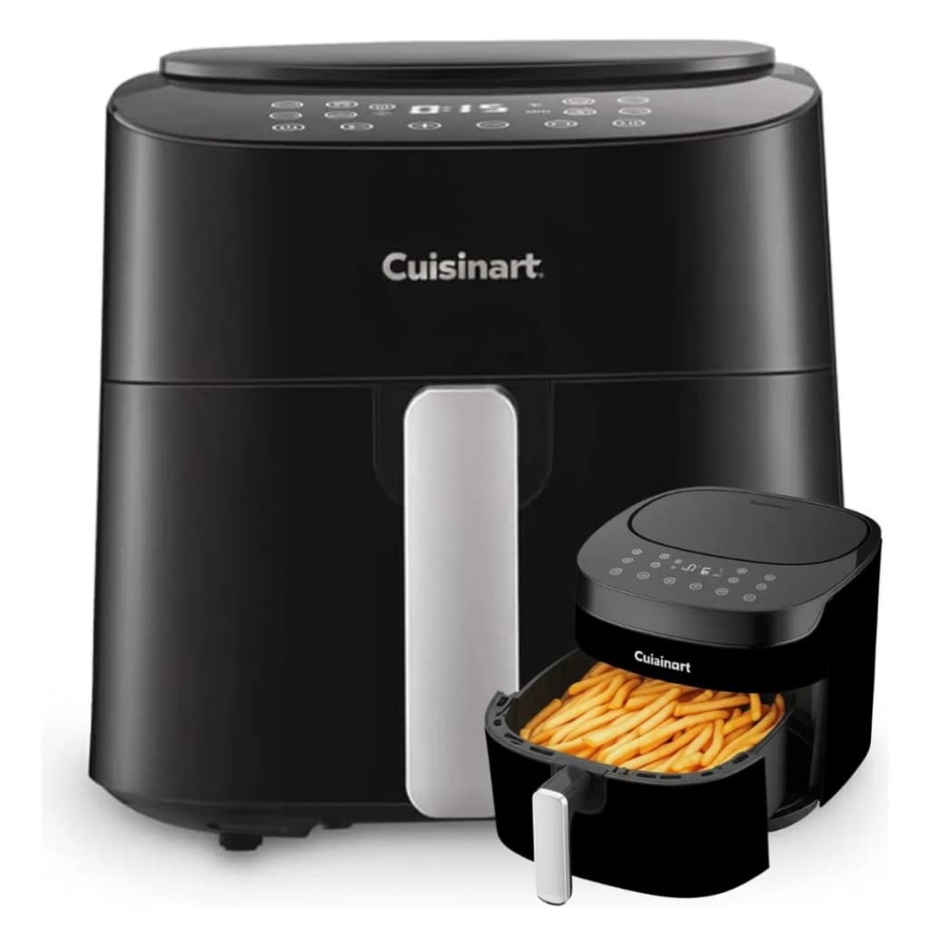 Fritadeira elétrica digital Cuisinart preta com cesta de batatas fritas