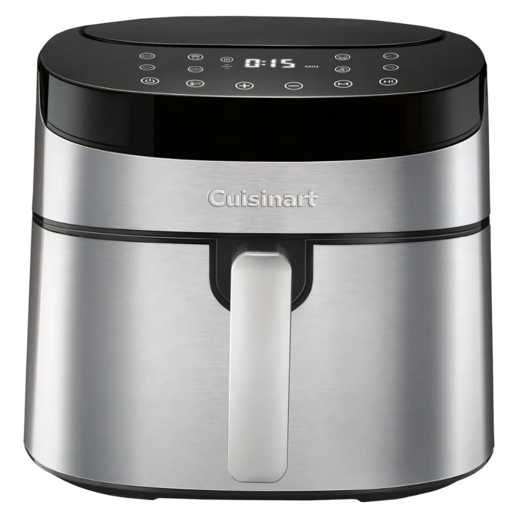 Fritadeira elétrica digital Cuisinart 7,2 litros, cor prata, com interface digital e marca Cuisinart.