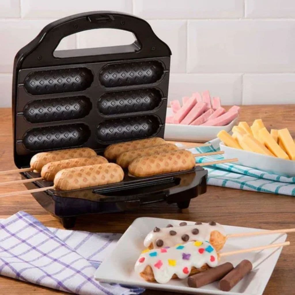 Máquina de Crepe Crepeira Elétrica Antiaderente Hot Dog Queijo Coalho Espetinho No Palito LCK