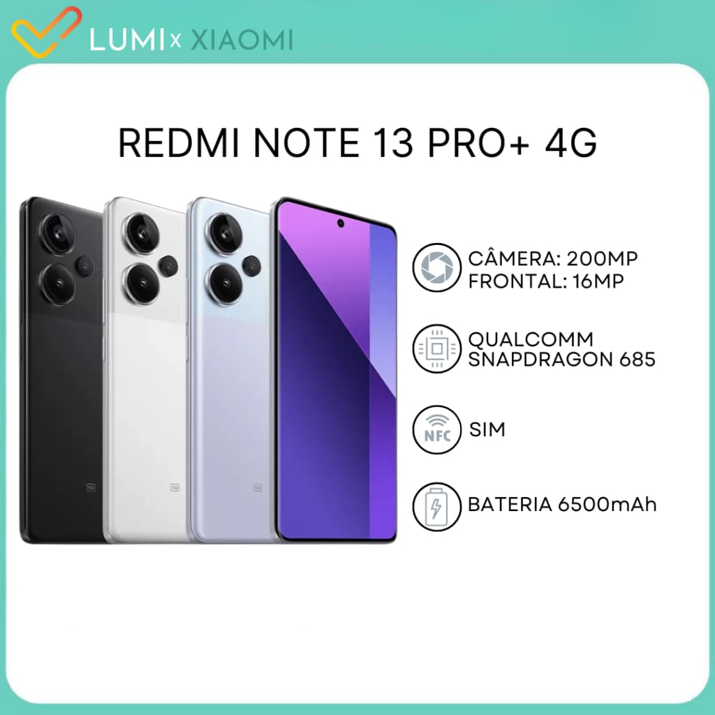 Xiaomi Note 13 PRO+ 5G (Versão Global) | Câmera de 200MP, Processador Dimensity 7200 Ultra (4 nm) (NOVO/LACRADO)