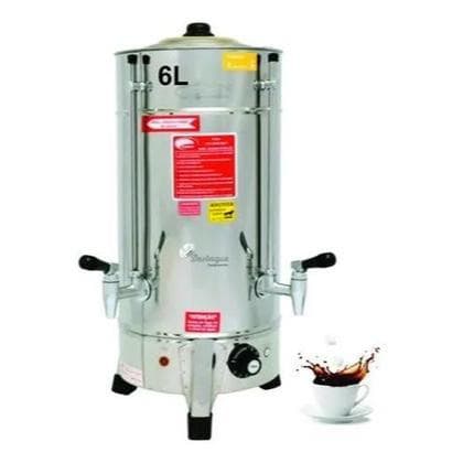 Cafeteira Elétrica Industrial Consercaf Tradicional 6L 220V em aço inoxidável, com copo de café derramando ao lado