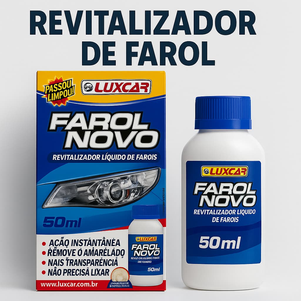Revitalizador Líquido Farol Novo Luxcar Faróis Superfícies Acrílico Policarbonato