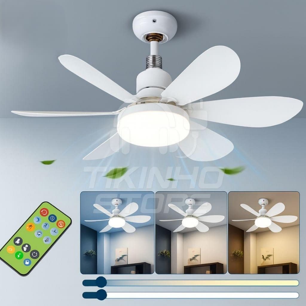 Ventilador de Teto com luz Led e Controle Remoto Hélices Luz Quente e Fria