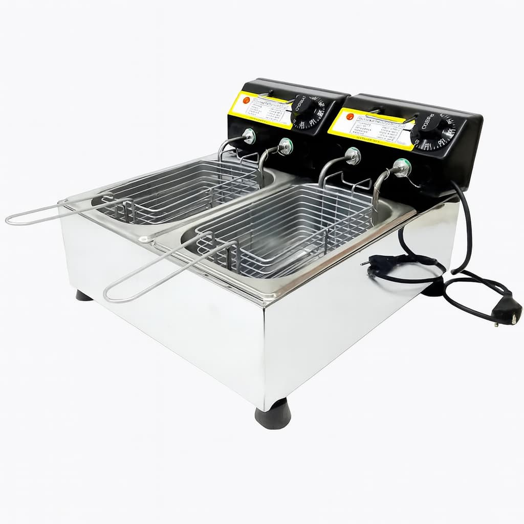 Fritadeira Elétrica Industrial 2 Cubas Inox Rysa Imports 5L 220V 60Hz Prateada