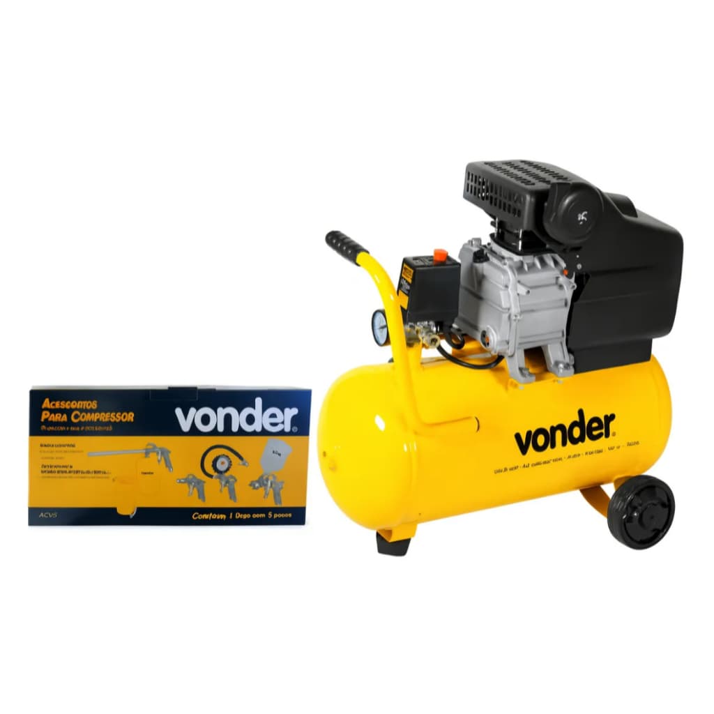 Compressor Vonder MCV216 120 PSI 1/3hp 21L com kit de pintura, amarelo e preto