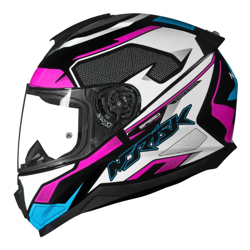 Capacete Norisk Razor Speedmax Preto Brilhante Branco e Rosa