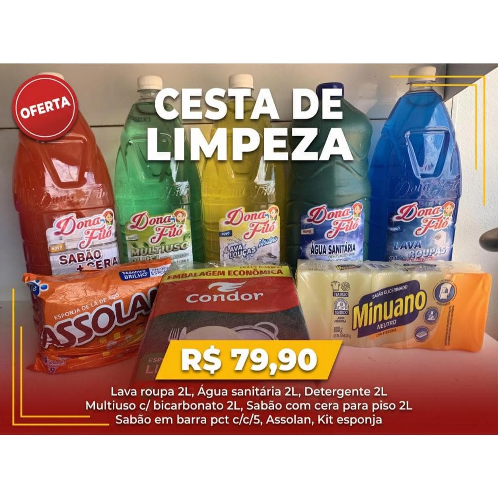 PRODUTO DE LIMPEZA CESTA COMPLETA DE PRODUTO DE LIMPEZA KIT COM 8