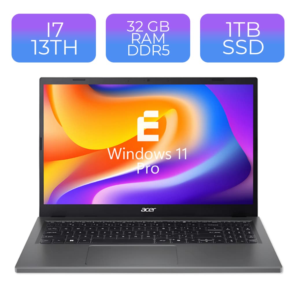 Notebook Acer Intel Core i7 13th 32GB SSD 1TB DDR5 15,6” Windows 11 Pro