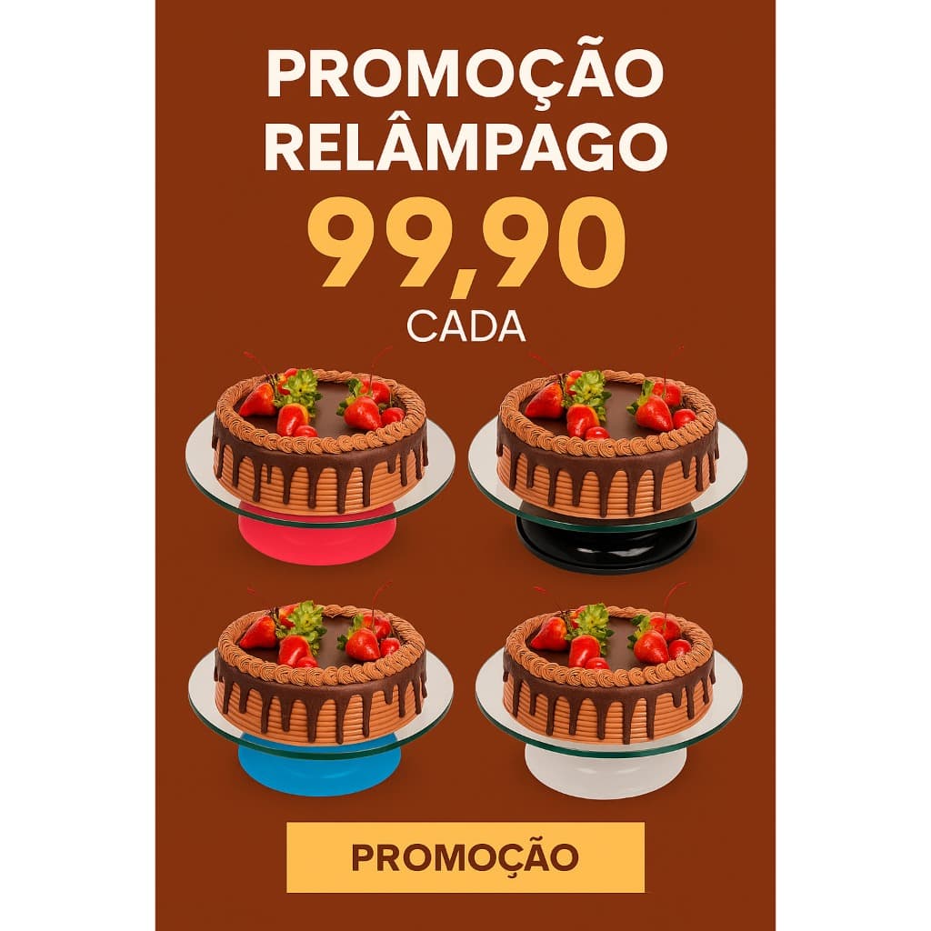 Promoção relâmpago de bailarina para bolo de vidro com base de silicone, preço de R$99,90 cada