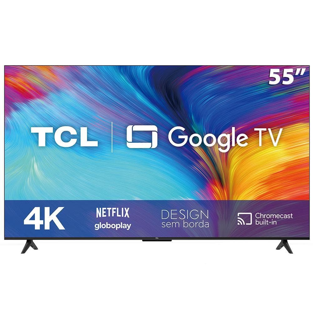 Smart TV 55 polegadas 4K UHD LED TCL com Wi-Fi e Bluetooth, interface Google TV