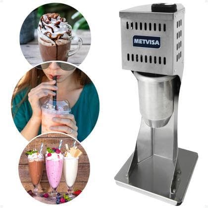 Batedeira de Milkshake Profissional Inox Metvisa 220v com milkshakes variados