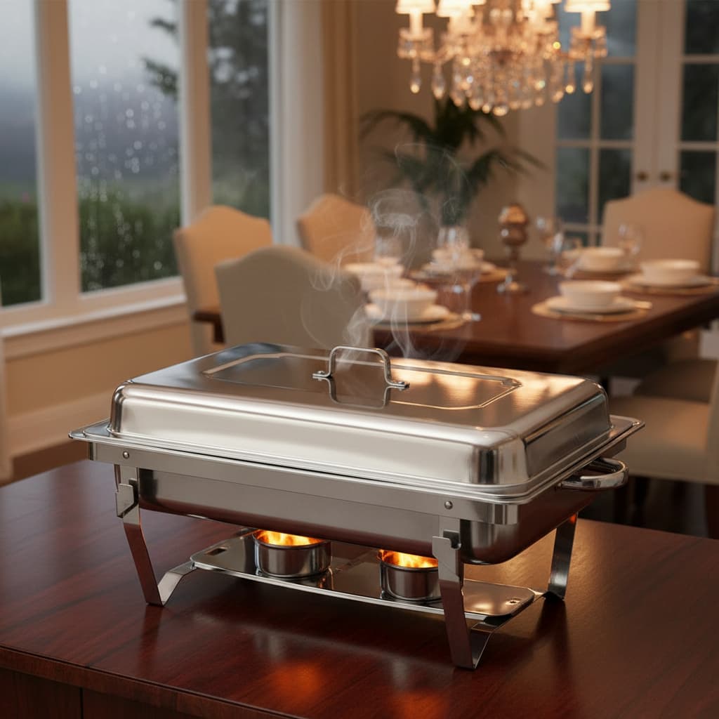 Rechaud inox 12 litros banho maria 3 cubas para buffet restaurante churrasco