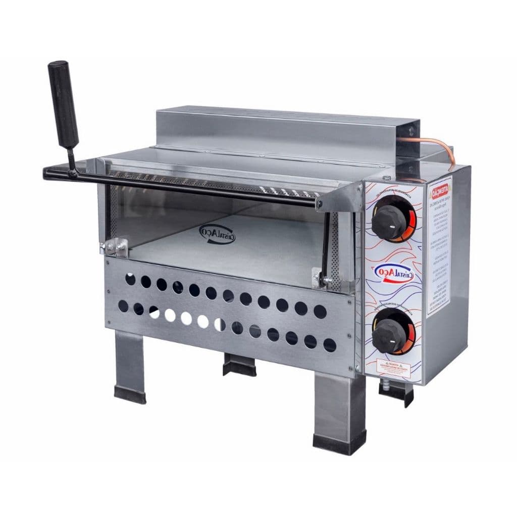 Forno industrial a gás com pedra refratária e infravermelho total em aço inoxidável para assar uma pizza grande