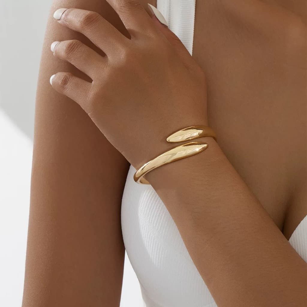 1 peça Pulseira e 1 peça Anel Conjunto de Pulseira e Anel de Liga de Forma Geométrica