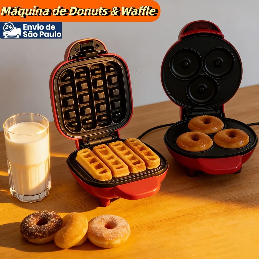 Panela Elétrica De Waffle/Donuts Maker Mini Ferro Panquecas Automático 110V