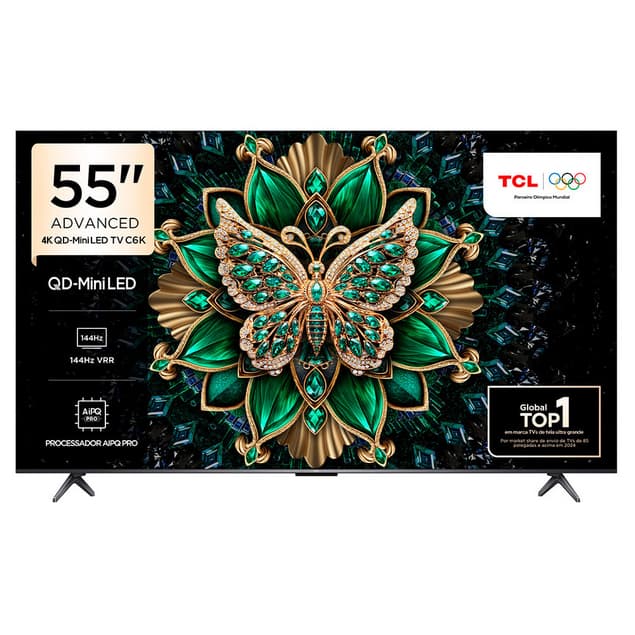 TV Smart Semp TCL 55C6K 55'' 4K QLED MINI LED 120Hz 250W Bluetooth 5.4 Preto