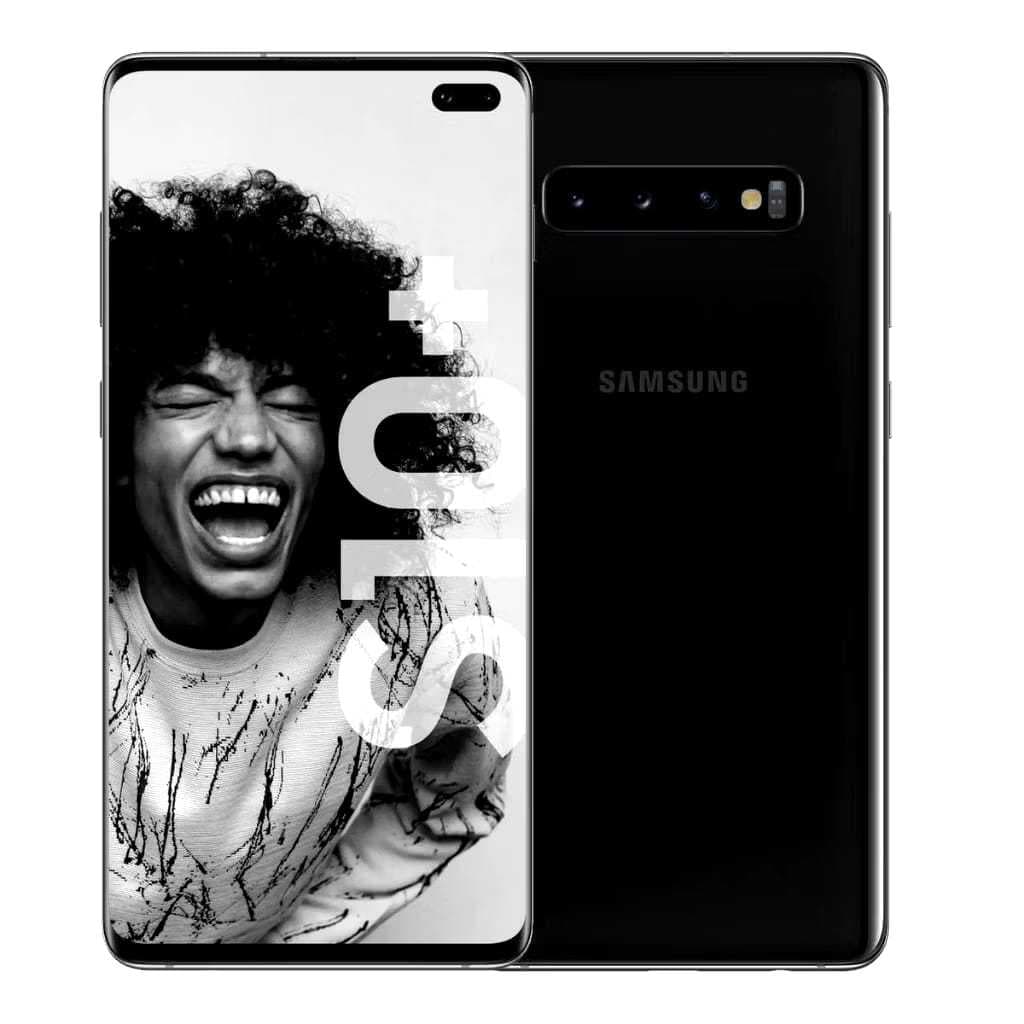 Smartphone Samsung Galaxy S10+ 512 GB preto-cerâmico 8 GB RAM - Imagem frontal e traseira