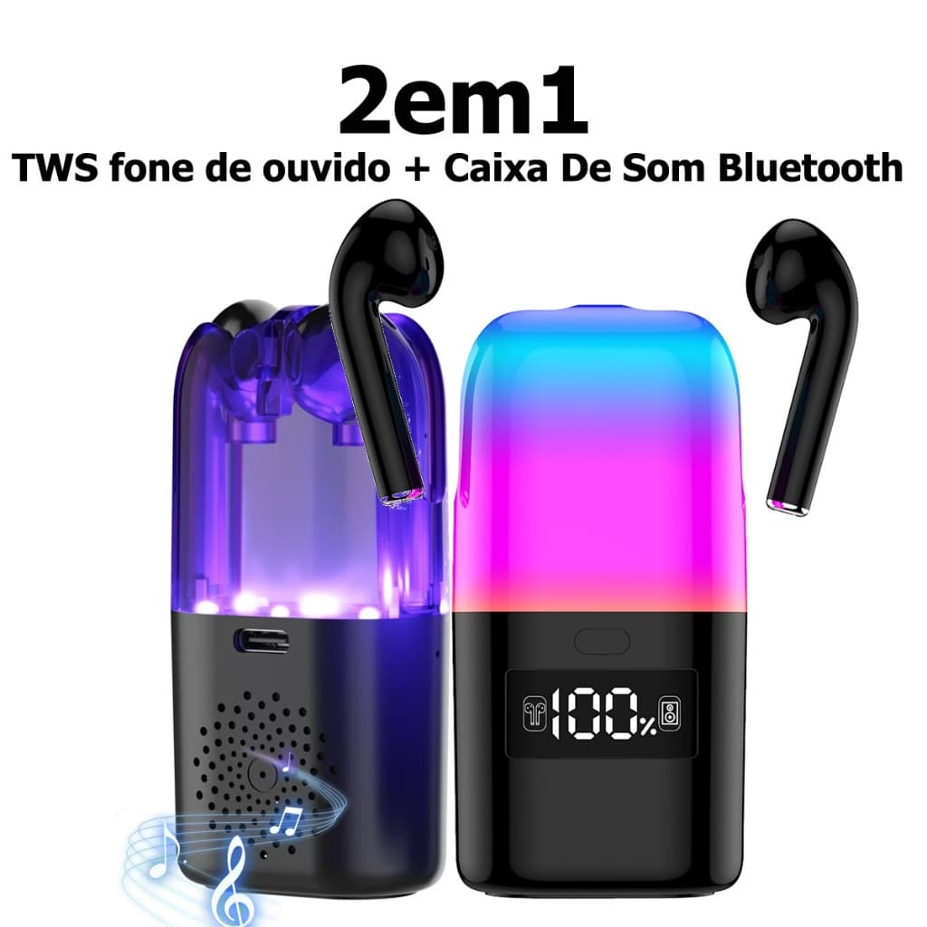 2 em 1 TWS fone de ouvido + Caixa De Som Bluetooth PortátilCom Microfone MING Sem Fio Bluetooth 5.0