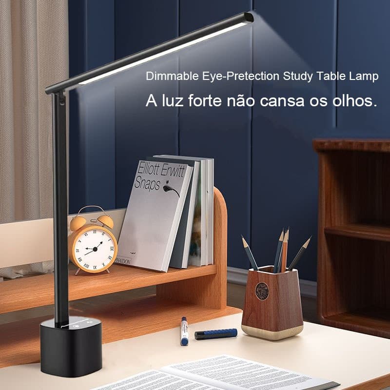 Luminária de mesa dobrável com proteção para os olhos, ideal para escritório e estudo