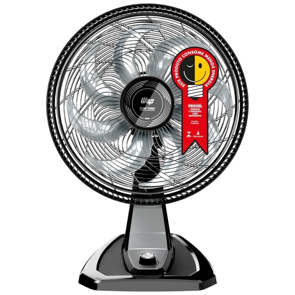 Ventilador de Parede e Mesa 180W 50cm 2 em 1 Wap Flow Turbo 110V, preto e prata
