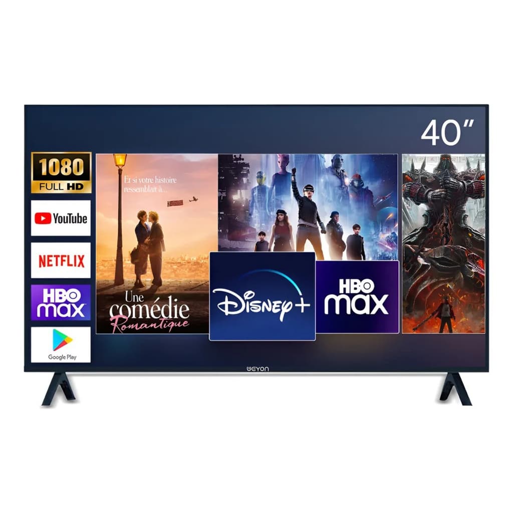 Smart TV 40 polegadas RAY VASI Android TV com aplicativos Netflix, YouTube, HBO Max e Disney+