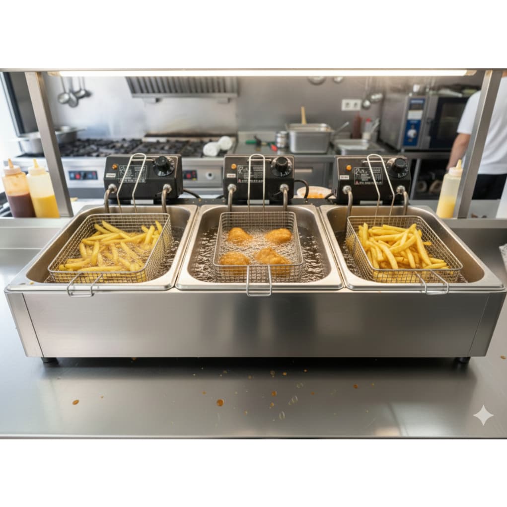 Fritadeira Elétrica Profissional 3 Cubas 21 litros- LINHA INDUSTRIAL