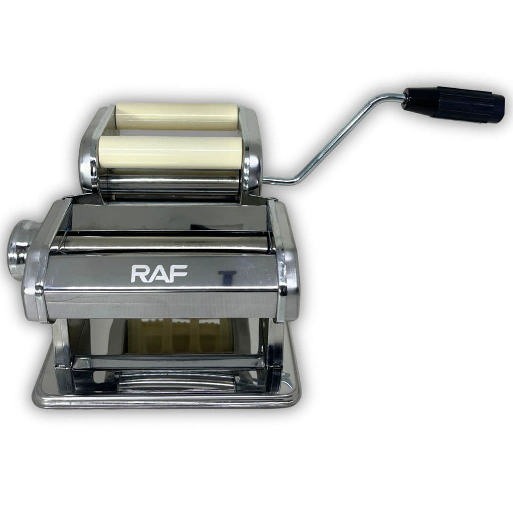 Máquina manual para fazer macarrão e ravioli, aço inoxidável, marca RAF
