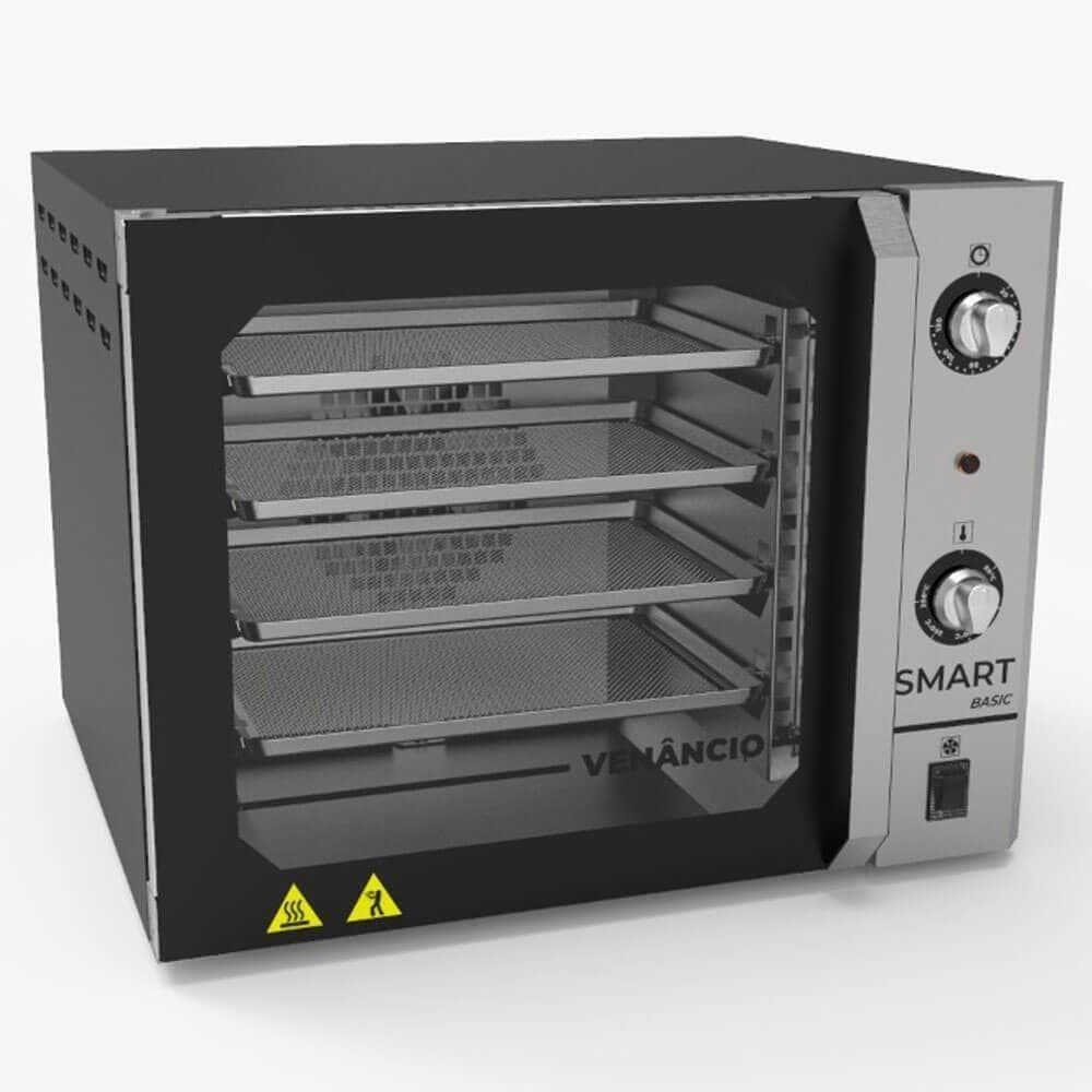 Forno convector Venâncio Smart Basic com corpo preto e painel inox