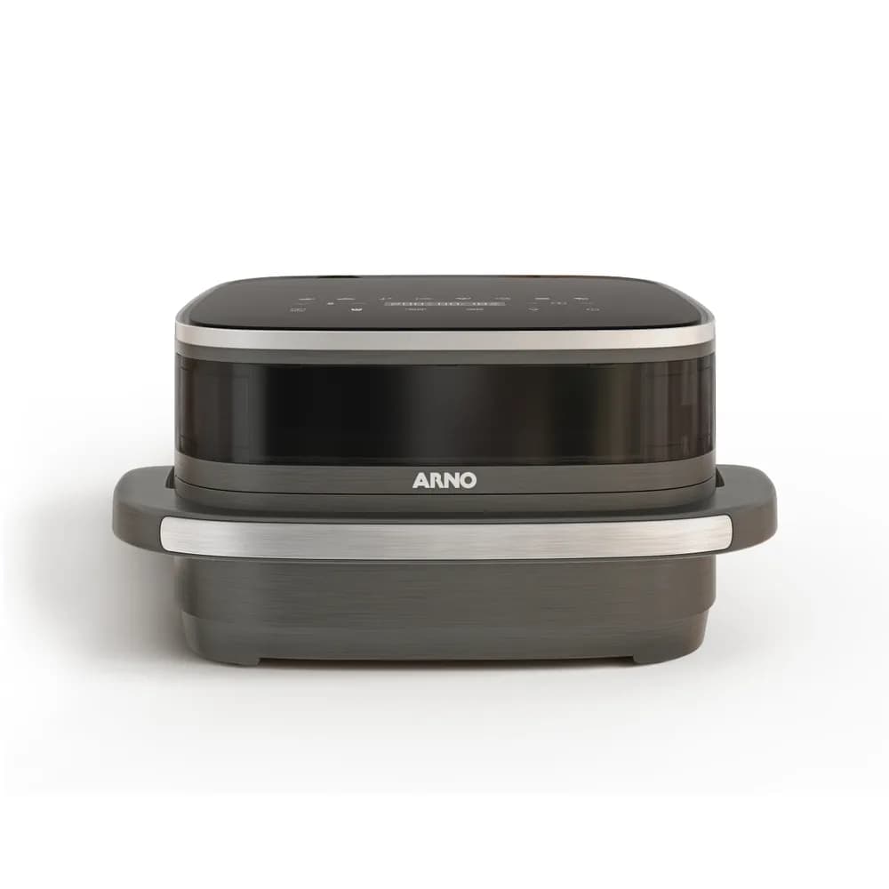 Fritadeira Sem Óleo Arno Easy Fry Extra Superfície Afp4 - 110V, design moderno em preto e prata