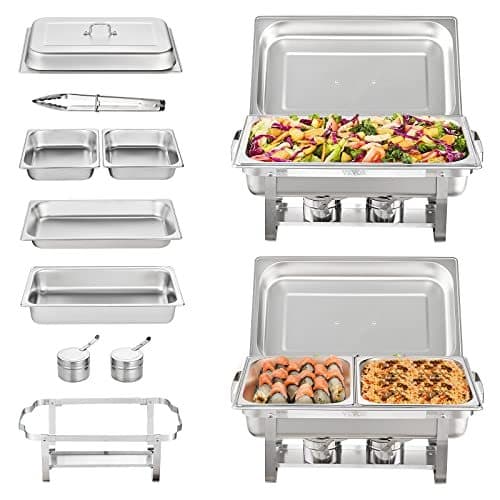 Rechaud Profissional Inox 9L com 1, 2 ou 3 Divisórias para Buffet Festas Eventos