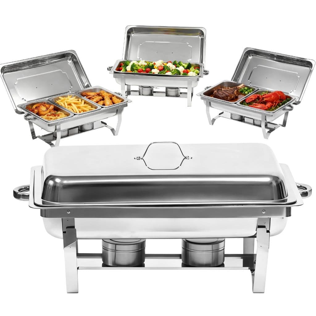 Rechaud Inox 12 Litros 1/3 Panelas Banho Maria 3 Cubas Buffet