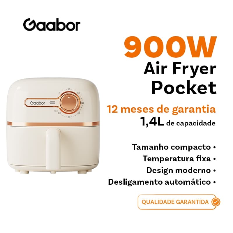 Fritadeira de ar Gaabor 900W 1,4L com garantia de 12 meses
