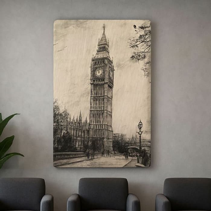 Quadro Decorativo Relógio Big Ben Decoração Sala Quarto Enfeite Escritório Sala