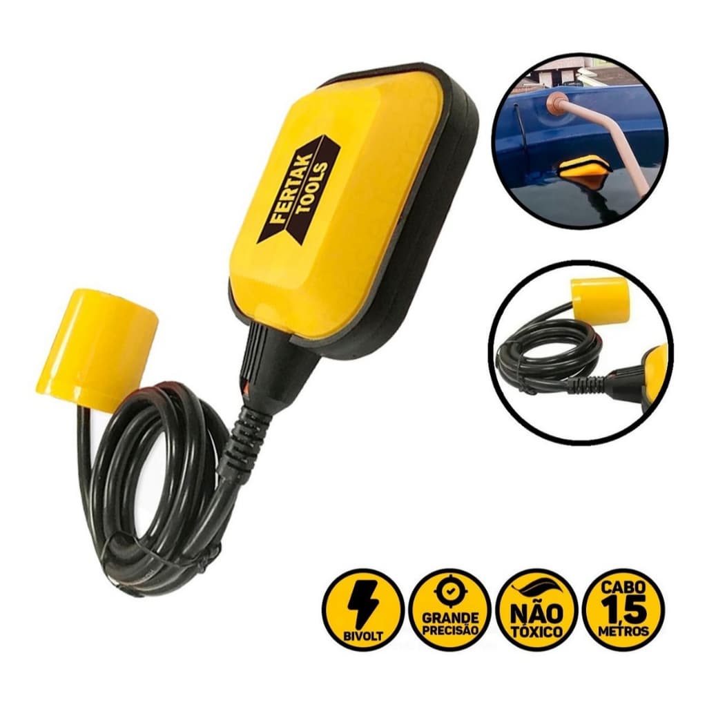 Boia Elétrica FERTAK 15A e 25A Chave Automática Caixa d'Água Cisterna Controle Nível
