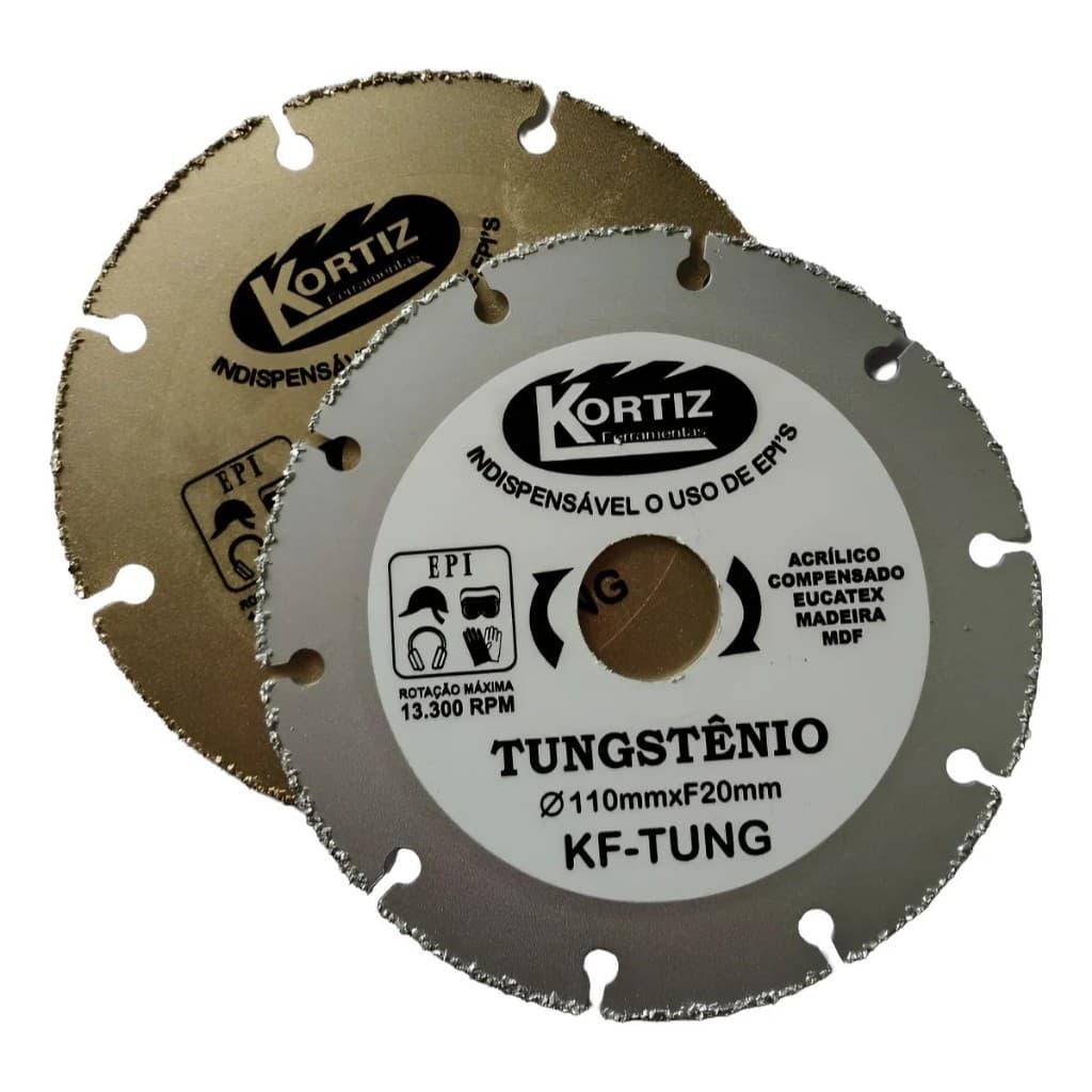 Disco Serra Circular Madeira com Tungstênio 110mm 4.3/8'' para corte de MDF compensados e aglomerado tabuas K