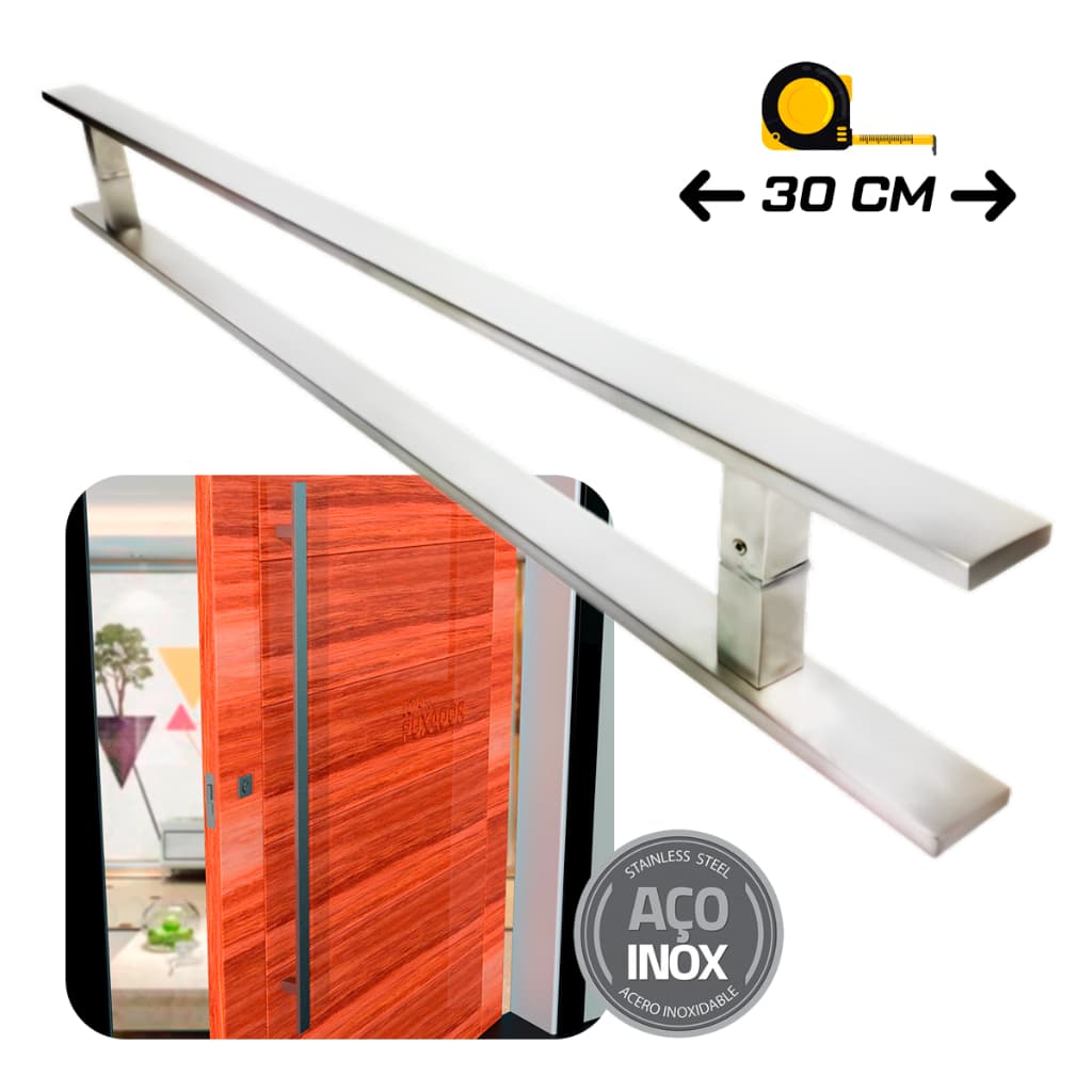 Puxador para portas de aço inox escovado 30 cm