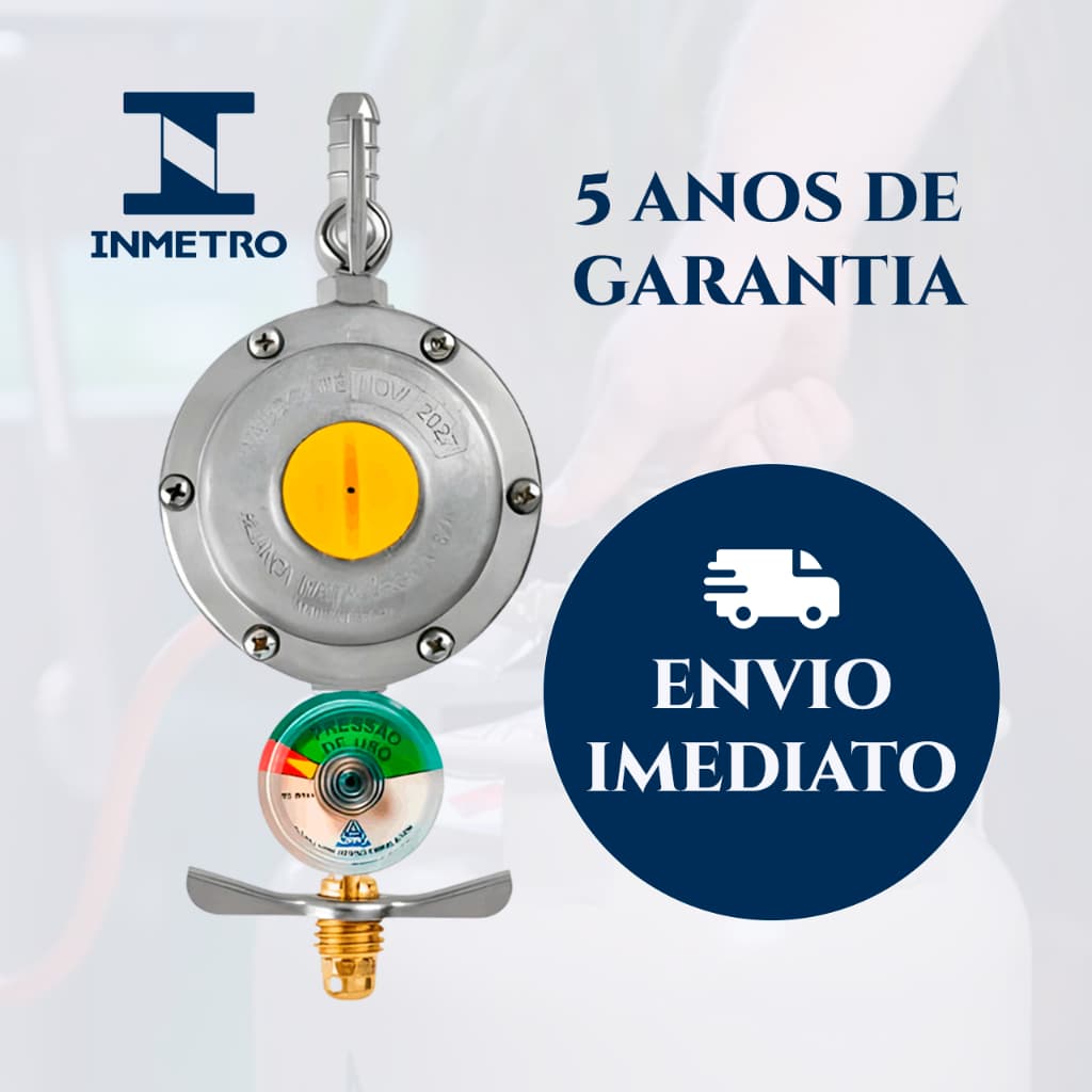 REGULADOR DE GÁS BLISTER 506/01 COM MANOMETRO REGULADOR DE PRESSÃO BOTIJÃO 13kg