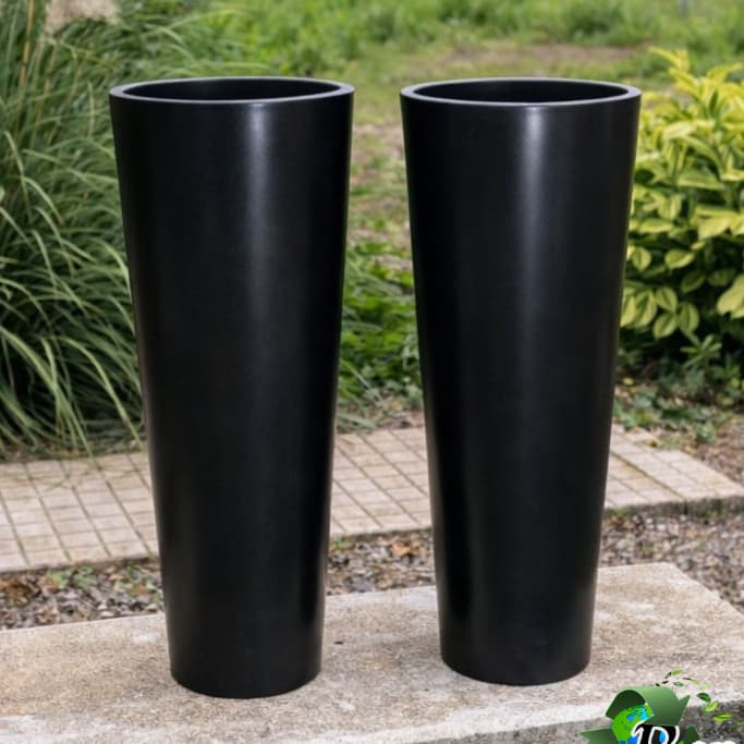 Kit 2 Vasos Para Plantas Cone Decorativo Luxo Coluna Ibiza Polietileno