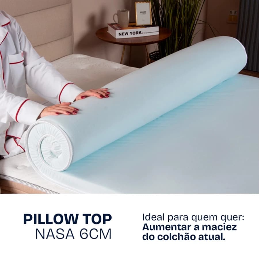 Colchão Queen Viscoelástico com Pillow Top Extra Macio - Azul, Conforto e Durabilidade