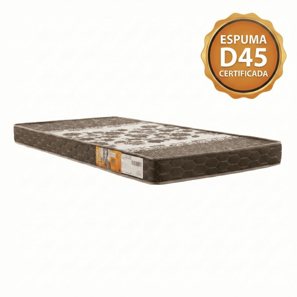 Colchão Solteiro Espuma D45 Coretto Firme Marrom 188x88x12 Selo Inmetro Antiácaro 100% Espuma