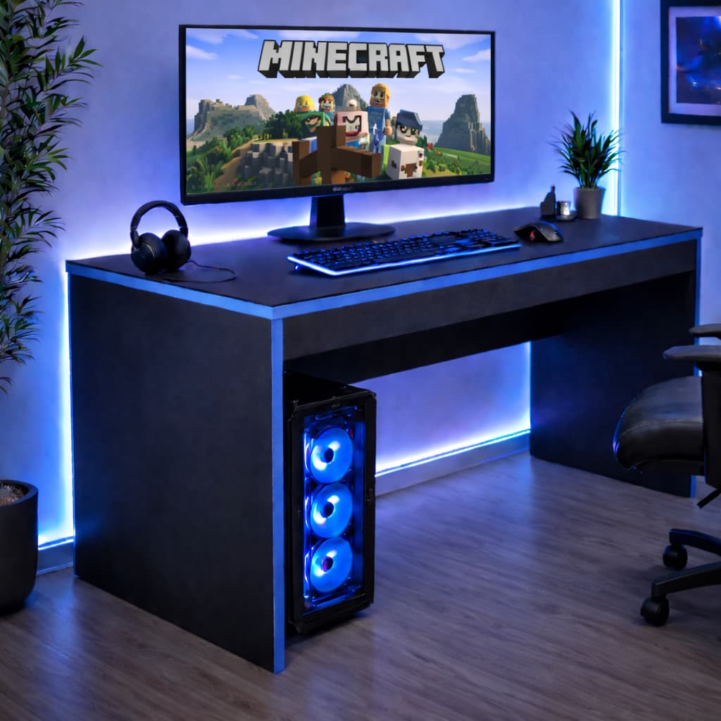 Escrivaninha Gamer Azul Natalia Mesa Geek Gamer Quarto Infantil para Jogos e Estudos