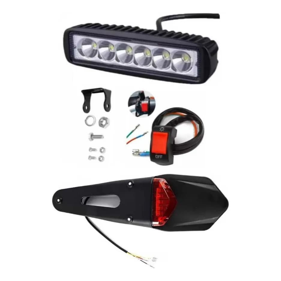 Farol De Led + Botão + Lanterna Traseira Universal Crf Ktm Ambos LadosFarol De Led + Botão + Lanterna Traseira Universal