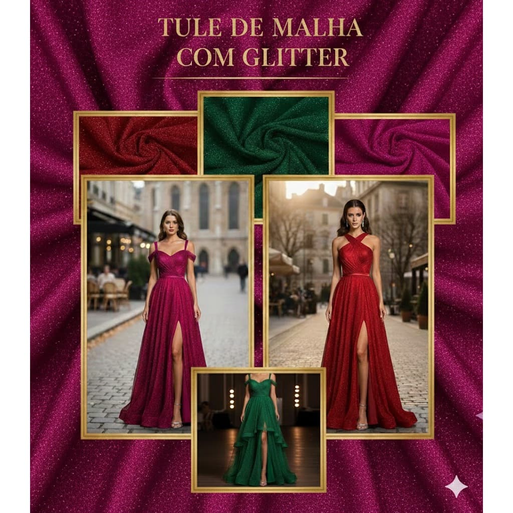 6 MT tecido Tule de malha com glitter / Tule Night glitter 100% poliéster 1,50 largura.