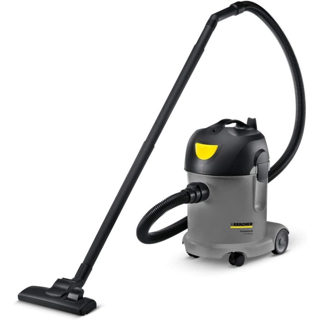 Aspirador de pó industrial Karcher T 14/1 220 volts usado, cinza e preto, contra fundo branco