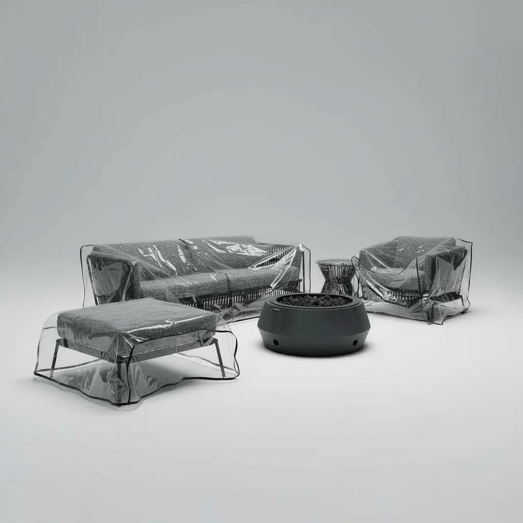 Kit Capas Sofá Poltronas Individual e Chaise Area Externa em PVC Cristal Resistente UV