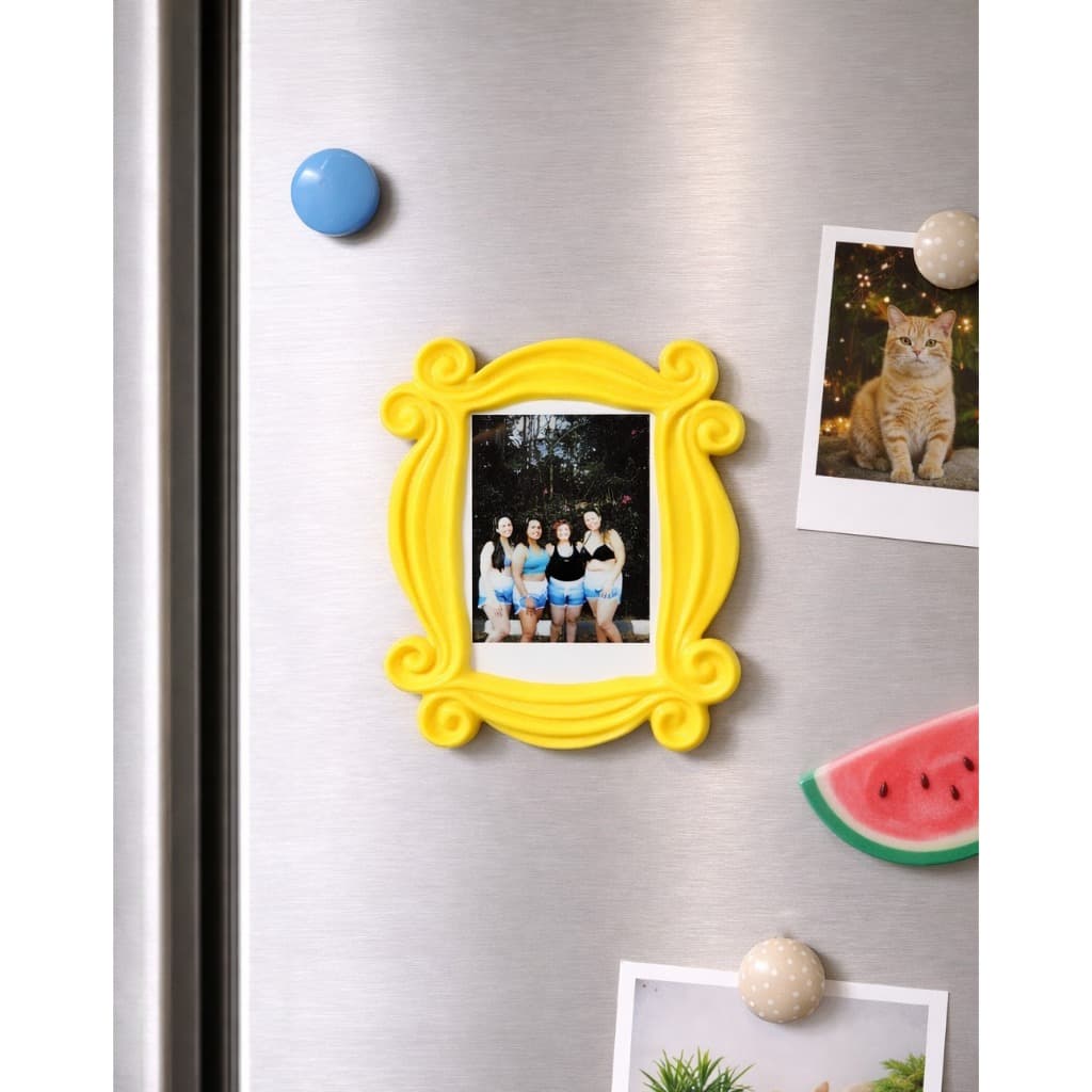 Porta retrato amarelo estilo Friends para refrigerador com foto de grupo