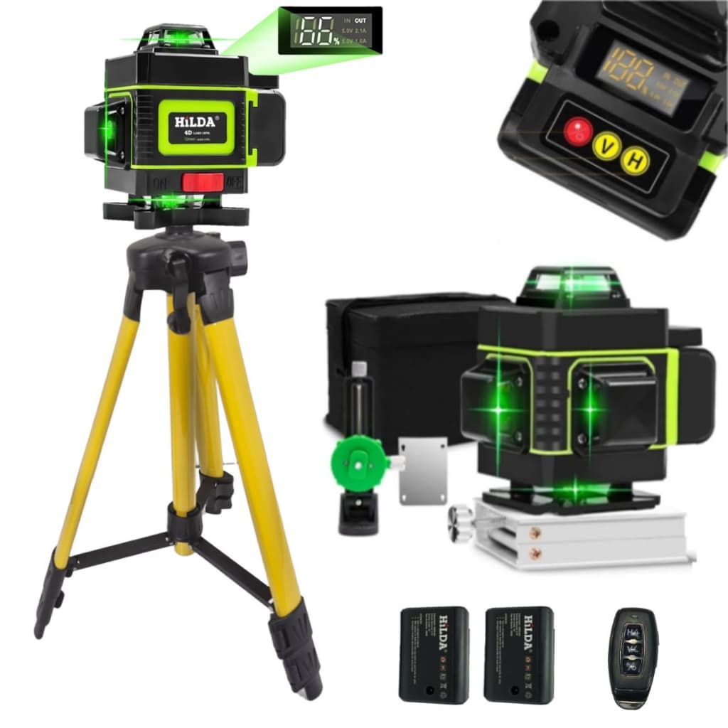 Nível a Laser Hilda 16 Linhas 2 Baterias com Suporte Magnético e Tripé