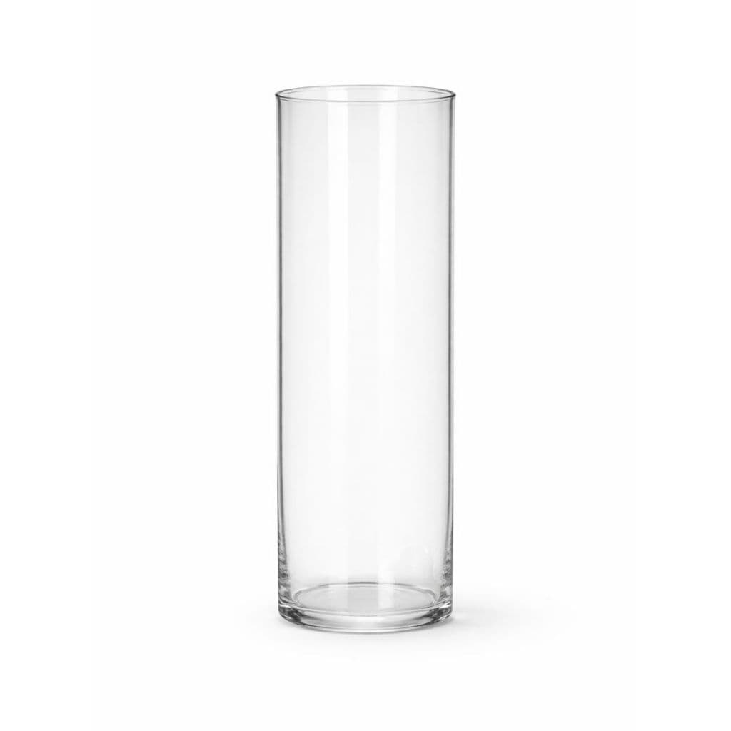 Vaso transparente cilíndrico de vidro para arranjo de flores
