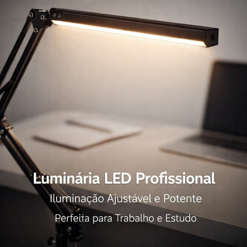 Luminária de Led Articulada de Mesa Recarregavel com garra clip