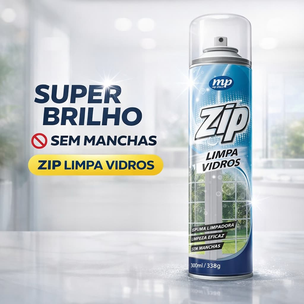 Limpa Vidros Espelhos Zip - Limpeza Spray Limpeza com Rapidez e Perfume de Limpeza